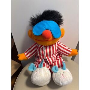 Tyco Sesame Street Sing and Snore Ernie Plush 1996 Pajamas  Bunny‎ Slippers